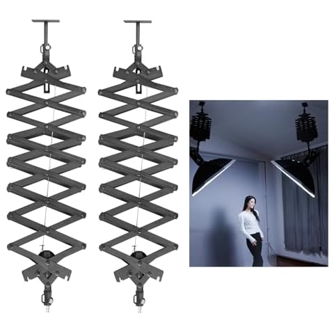 GSKAIWEN 2Packs 2M/78.7inch Drop Pantograph for Studio Ceiling Rail System Pantograph Studio Arm Wall Mounted Constant Force Hinged Telescopic Boom Studio Lighting Hanging Equipment Cover