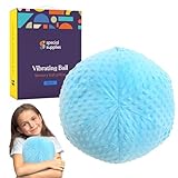 Special Supplies Vibrating Ball Pillow Sensory Pressure Activated for Kids and Adults, Plush Minky Soft Cover with Textured Therapy Stimulation Bumps, 3 Vibration Modes, Music & Voice Recording- Blue