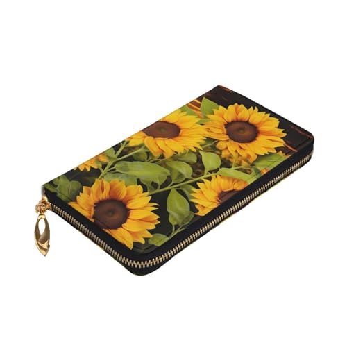 Portefeuille en cuir tournesol compagnon chic pour smartphone et cartes