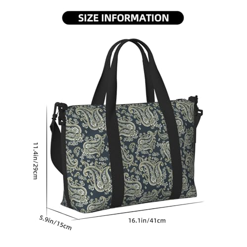Carry On Duffle Bags Overnight Weekender Bags for Women, Paisley Pattern No.9075 Personal Item Travel Bag, Travel Essentials Sport Gym Bag for Men Women2