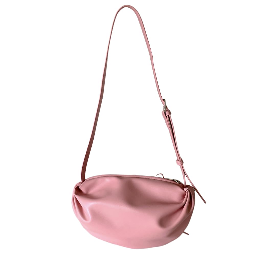 Bolso de mano plisado de moda en color sólido con lazo para mujer, de piel sintética