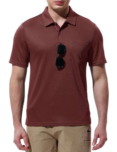 Image of Rdruko Men's Polo Shirts Short Sleeve Quick Dry Outdoor Golf Sports Shirts with Pocket