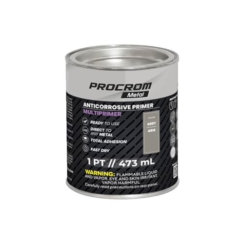 Procrom Multiprimer – Direct-to-Metal Primer Paint, Rust Preventive Metal & Plastic Primer – 1 Pint / 0.473L | Strong Adhesion, Corrosion Protection, Indoor & Outdoor Use
