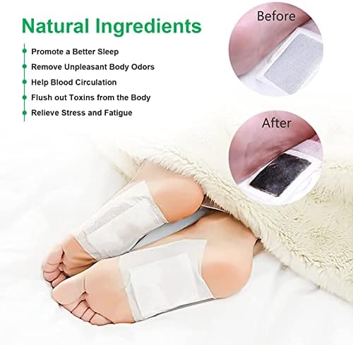 Pkila 20pcs Detox Foot Patches for Stress Relief & Deep Sleep, Deep Cleansing Foot Patches, Detox Foot Pads with Natural Bamboo Vinegar to Remove Body Toxins