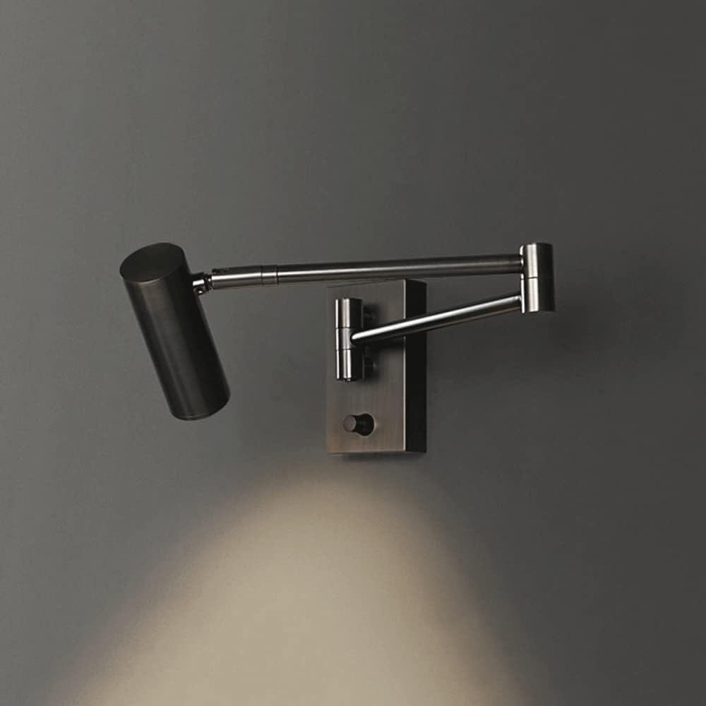 Bracket Light Brass Swing Arm l Sconce Adjustable Hardwired l Lamp with On Off Switch Farmhouse Black Vintage d Industrial l Mounted Reading Light for Bedroom Bedside Office Hotel