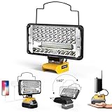 LIVOWALNY LED Work Light Compatible with Dewalt, 100W 10000LM 7' Flood Battery Light, Cordless LED Flashlights with USB & Type-C & Low Voltage Protection & 140° Pivoting Head for Emergency & Job Site