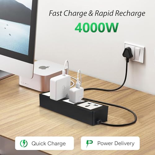 Image of MX 35W Extension Board PD GaN Charger Super Fast Charging 2 Type-C, 3 Universal 6 /13A AC Sockets (4000W) Multiport Desktop Power Strip for iPhone Android Laptop Tablet Charging Station 10M Cable