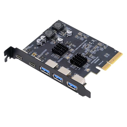 Cablecc USB3.0 Type-A Three Ports Back Panel Socket & Dual USB3.1 Type-C USB-C to PCI-E Express Card Adapter ASM3142 VL822