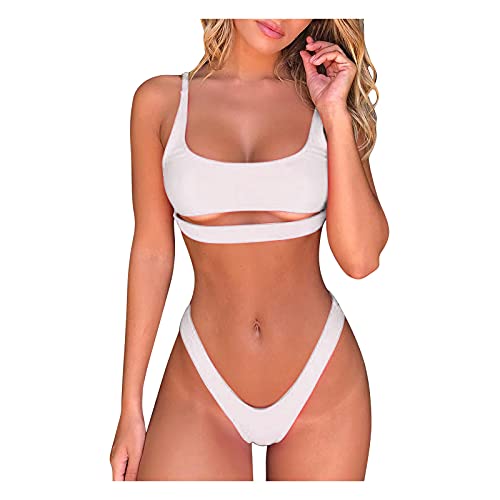 Smooto Swimsuits for Curvy Women Trendy Swimsuits for Women Post Baby Swimsuits for Women Cat Swimsuits 2021 Bikinis for Women (White,XL)