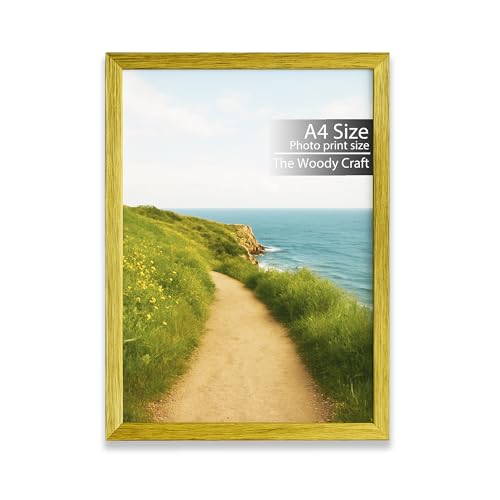 Image of A4 Photo Frame | Wall Frames That Brighten Any Room | Classic Wooden Photo Frames |Yellow Photo Frames For Wall Decor | Wedding Photo Frame (8.3x11.7 inch, Yellow)