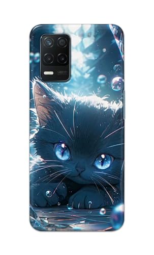 Image of Printed Hard Back Cover Case for Realme 9 5G Back Cover (Cute Cat) -1111