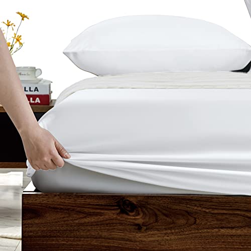 FreshCulture Twin Fitted Sheets, Bulk Pack of 6, Deep Pocket, Soft Microfiber Bottom Sheets for Home, Salons, Hotels, Twin Size Fitted Sheets Only (White)