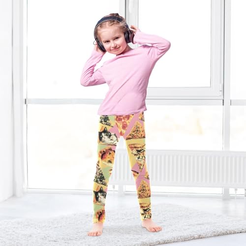 Pizza Cats Girls Leggings Soft Stretch Workout Yoga Dance Pants for Kids Casual Tights4