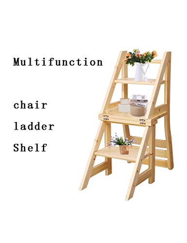 Taburete de escalera LUNEZY de madera con escaleras multiusos para el hogar 8