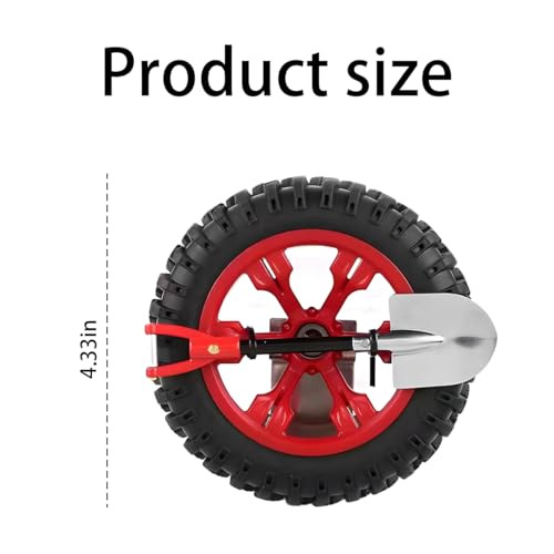 Image of HZEL Car Emblem, 3D Mini Small Tire & Shovel Motorcycle Badge, Self-Adhesive Stylish Automotive Exterior Body Badge Emblem Decoration Accessories, Universal for SUV, Motorbike, Off-Road (Red)