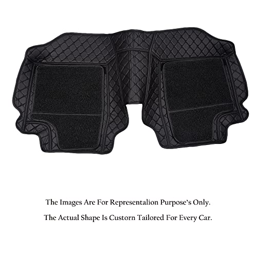 Image of KA10 7D Car Floor Mat for Aura | Custom Fitted | Premium PU Leather | 100% Waterproof, Zero-Dust, Shield Your Car Floor | Full Set with Grass | (Black with Black)