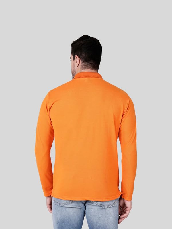 Image of Full Sleeve Men's Polo T-Shirt | Regular Fit, Soft & Breathable Cotton Blend Fabric | Classic Polo Collar, Casual & Office Wear | Available in Sizes M to 6XL, Multiple Colors