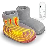 invava® Electric Heated Slippers Foot Warmer Under Desk, USB Fast Heating with 4 Heat & Timer Settings, House Heated Shoes Booties Feet Warmers for Women and Men, M Fit for Men Men 4-6 / Women 5-7