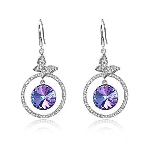 Boucles d'oreilles argent 925 avec cristal de haute joaillerie pour femme distinguée