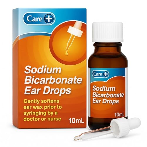 Care Sodium Bicarbonate Ear Drops Simple Effective and Gentle Softens Ear Wax Suitable from Children 1+ Years Old Dropper Included 10ml Drops