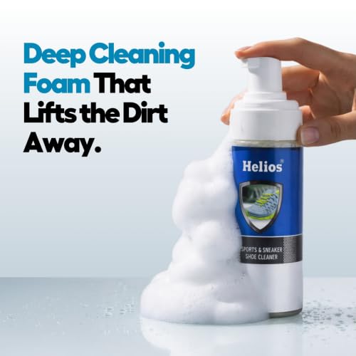 Image of Helios Shoe Cleaning Kit With Brush | Sports and Sneaker Shoe Cleaner | Easy Sneaker Cleaner Kit For White Shoes, Sneakers & Casual Footwear | Dirt & Stain Remover