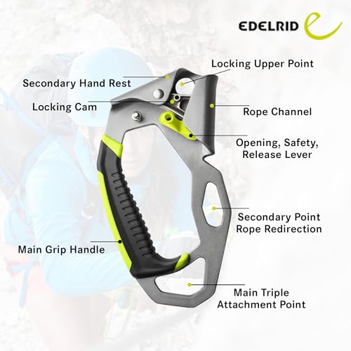 Image of Edelrid Left Hand Cruiser Ascender Jumar - Smart Features, 200g (EN 12841-B | EN 567)