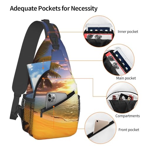 Mochila de Pecho Diagonal Unisex Negra para Senderismo miniatura 4