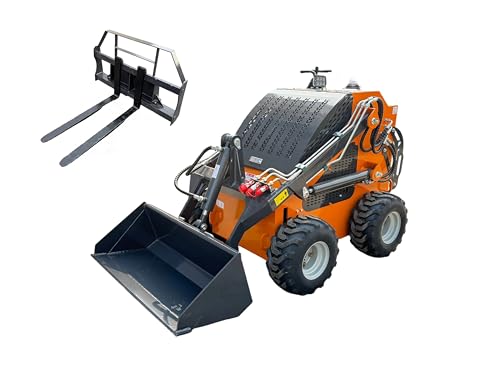 Wolfequip 23hp Mini Skid Steer Loader with Bucket+Pallet Forks For Garden Farms Parks Roads and Construction EPA Gasoline Engine US STOCK
