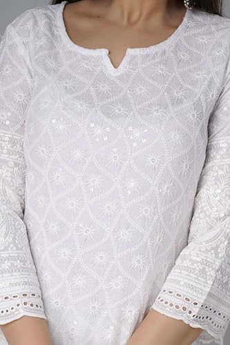 JG JAI GOVINDAM Chikankari Cotton Indian Kurtis For Women Summer Dresses Tunic Top Pant Set Pakistani Salwar Kameez Suit Set3