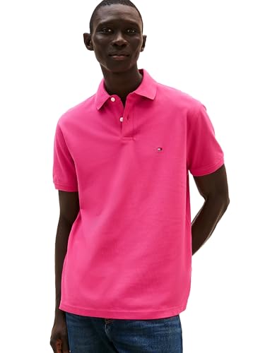 Tommy Hilfiger Men's Short Sleeve Polo Shirts in Classic Fit with Stretch and Organic Pique Cotton