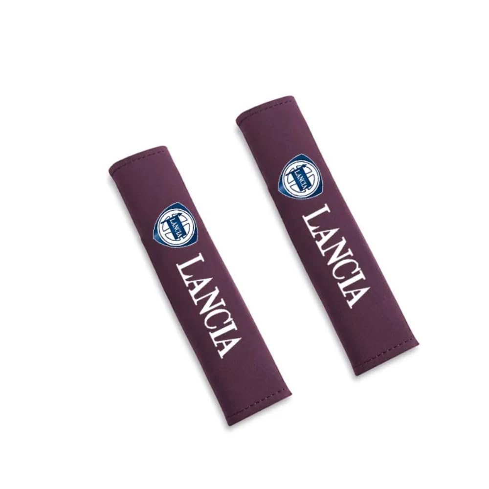 2PCS Auto Pelle Imbottiture Cinture di Sicurezza, per Lancia ypsilon Delta musa Nera thema Stratos Y Phedra Cintura di Sicurezza Protezioni Traspiranti Morbide Car Accessori,B/Red