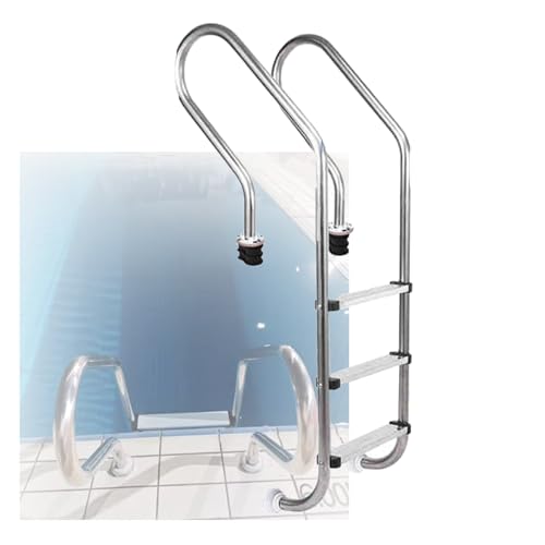 Escalera para piscina de 3 peldaños con pasamanos curvado miniatura 1