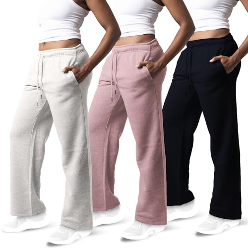 Common Stitch 3 Pack Sweatpants Women, Wide Leg Womens Sweatpants, Workout - Yoga Pants (Available in Plus)