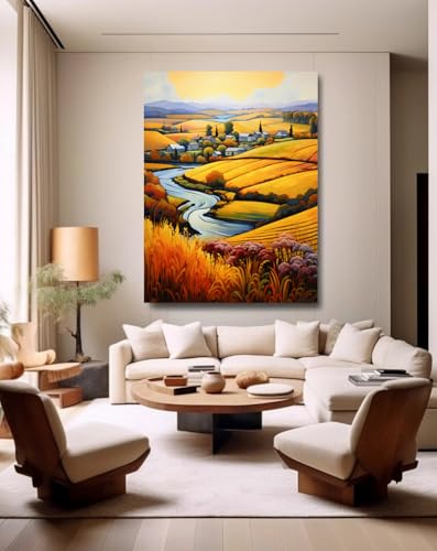 Taxpy Tableaux d'art moderne Peinture de paysage d'automne,L,40 * 60cm Toile Tableau Mur Art Photo Peinture à l'huile d'impression sur toile pour la Maison...