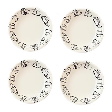 Cat Ceramic Side Sauce Dishes Seasoning Dish, Sushi Soy Dipping Dish,Cookie Serving Dishes,Meow Porcelain Small Tea Bag Holder Set of 4 (Mini) Cover