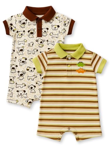 Image of TuddyBuddy 100% Cotton Romper /Jumpsuit /Bodysuit Set for Baby (Pack of 2 Playsuits)