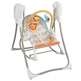 Die Sitzfläche hat einen 5-Punkt-Gurt für Baby 's Sicherheit, eine Spielzeug-Stange mit zwei abnehmbaren Spielsachen und einen Klapp-Ständer zum Füttern oder schlafen.