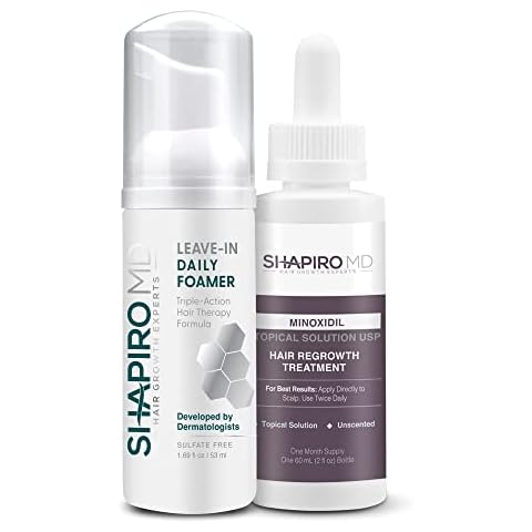 Women’s Hair Regrowth Travel Kit: Leave-In Foamer, 2% Minoxidil. Experience Healthier, Fuller, and Thicker looking Hair with Shapiro MD Cover