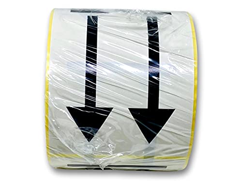 M-8 500 Etiquettes Fleche Noire 90 x 130 mm Etiquette de Signalisation sens de port Papier Brillant blanc impression Noire avec affichage Fleche noire Colle...