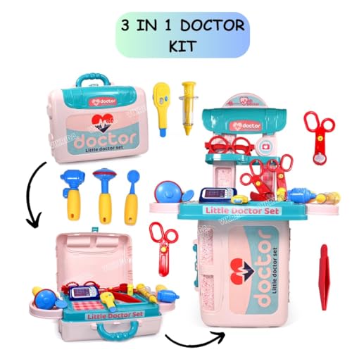 VikriDA 3 in 1 Doctor Play Set for Kids | Portable Pretend Role Play Learning Toy for Kids Kids (B0D9NZFXWH) Amazon Price History, Amazon Price Tracker