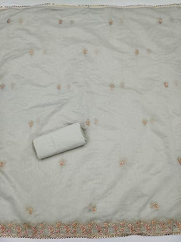 Pandadi Saree Women's Chanderi Silk Kashmiri Embroidery Work Unstitched Salwar Suit Dress Material