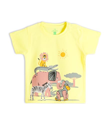 Image of YUV Infant Baby Boys & Girls 100% Cotton Printed Multicolor Half Sleeve T Shirts - 0 to 24 Months Babies, Pack of 5