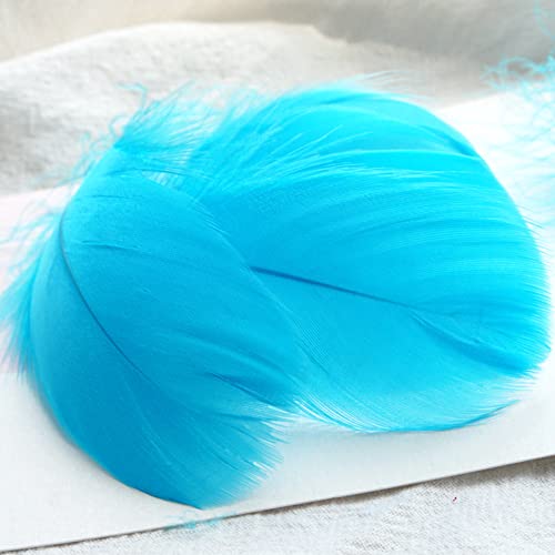 100 Pieces Lake Blue Goose Feathers for Craft, Bulk Colored Feather 3-5Inch Goose Feathers for DIY Craft Projects Festivals Weddings Birthday Party Decor