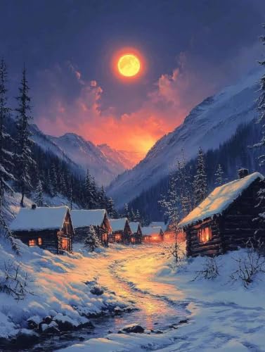 Diamond painting hiver grand format 100x135cm broderie diamant