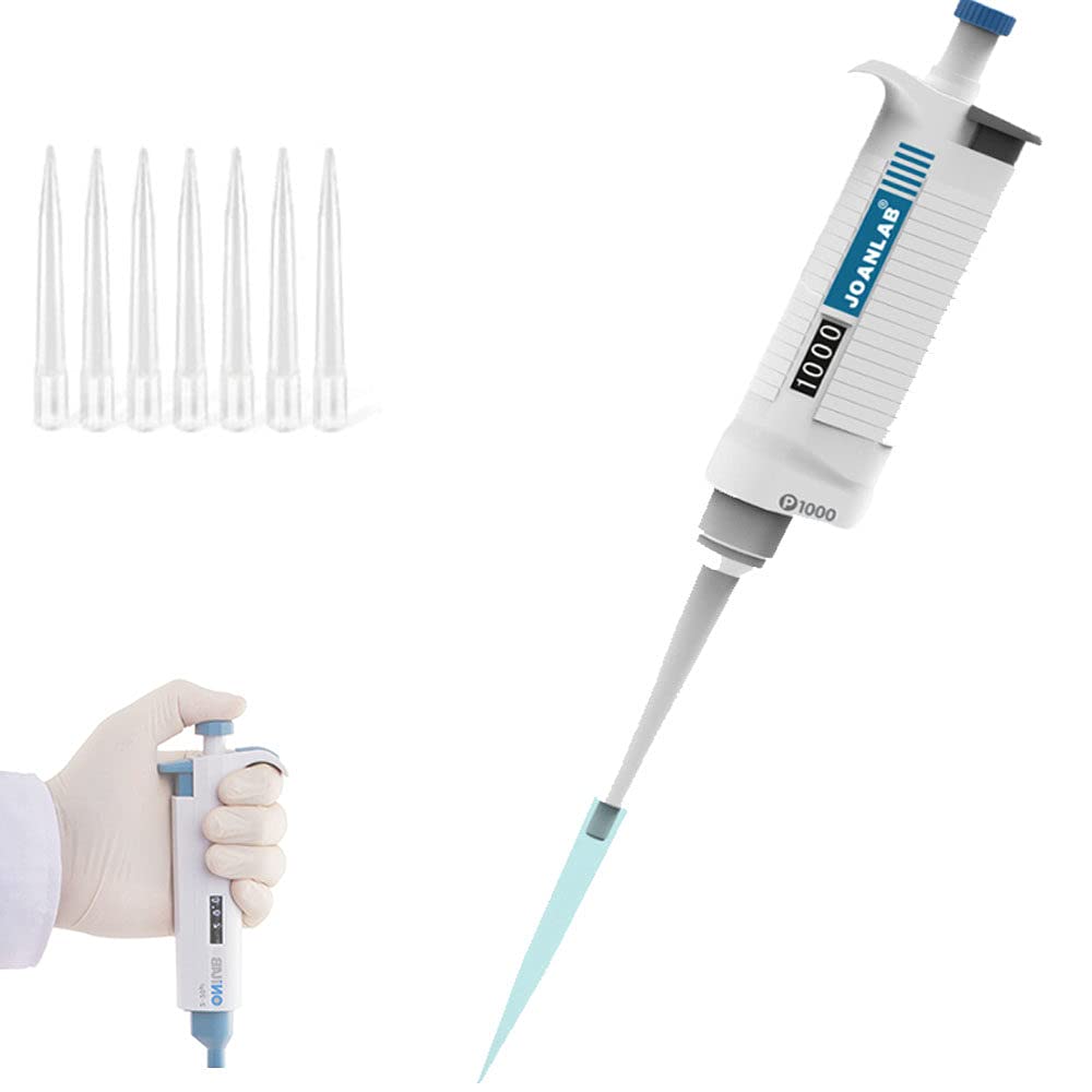 Micropipeta Variable de Alta PrecisióN de 10-100 μL, Pipetas Monocanal, Micropipeta de LíQuido Manual, con 200 Puntas de Pipeta Transparentes Desechables,2-20ul