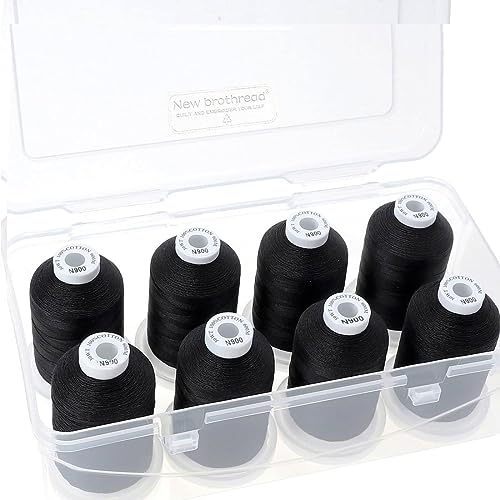 Image of New brothread 100% Mercerized Cotton Threads with Box -8xBlack