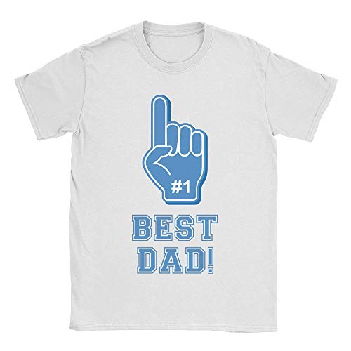 Image of Number 1 Best Dad Mens T-Shirt Large White Father's Day Birthday Gift for Dad