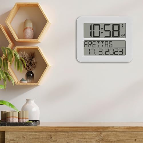 TFA Dostmann 60.4512.01 TimeLine Max Radio-controlled Clock, Weiß, White, L 258 x B 30 (120) x H 212 mm - Image 4