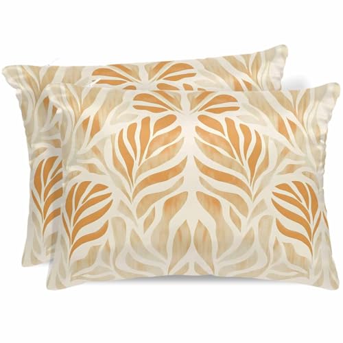 Gusidachig Orange Beige Abstract Satin Pillowcase for Hair and Skin