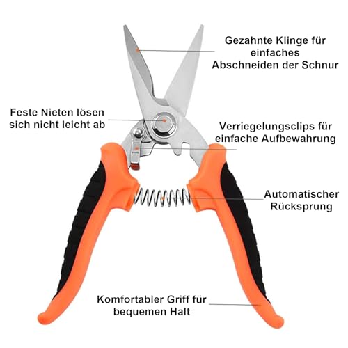 Wixovo 3 Stück Gartenschere, Gardena Gartenschere aus Edelstahl, Rosenscherem, Pflanzenschere für Äste, Blume Obst und Gemüse, Orange
